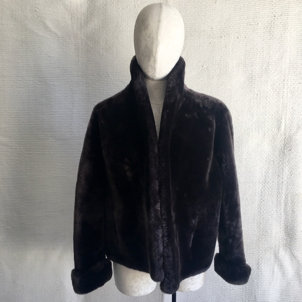Vintage Fur Mouton Sheepskin Short Jacket Coat - Picture 2 of 8